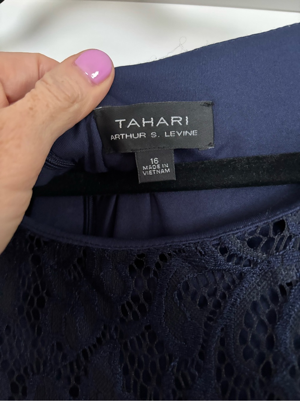 Tahari Navy Lace Midi Dress